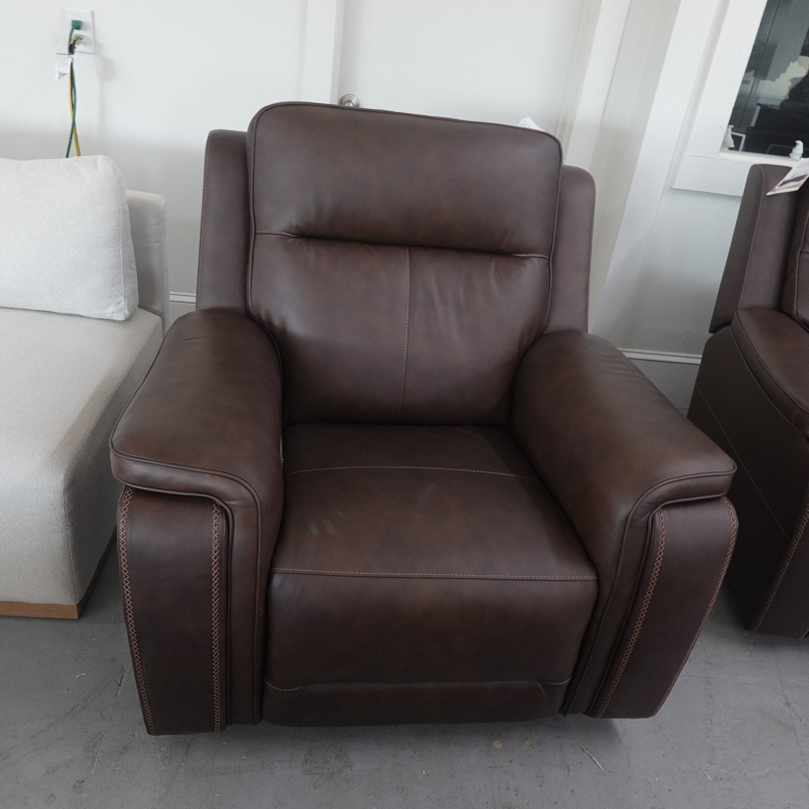 Flexsteel Griffin Italian Leather Power Recliner with Power Headrest and Lumbar