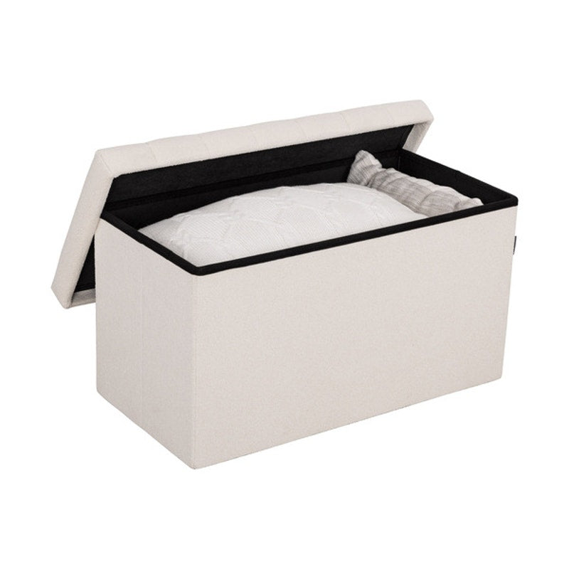 Seville Classics Boucle Foldable Trunk Ottoman - White