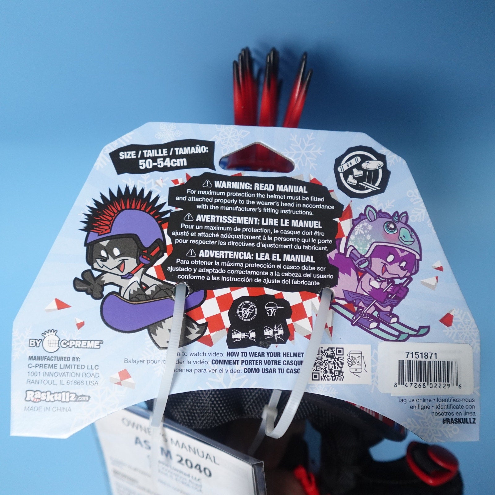 Raskullz Sticker Bomb Child Snow Helmet with Mohawk Youth Size Small 50-54 CM
