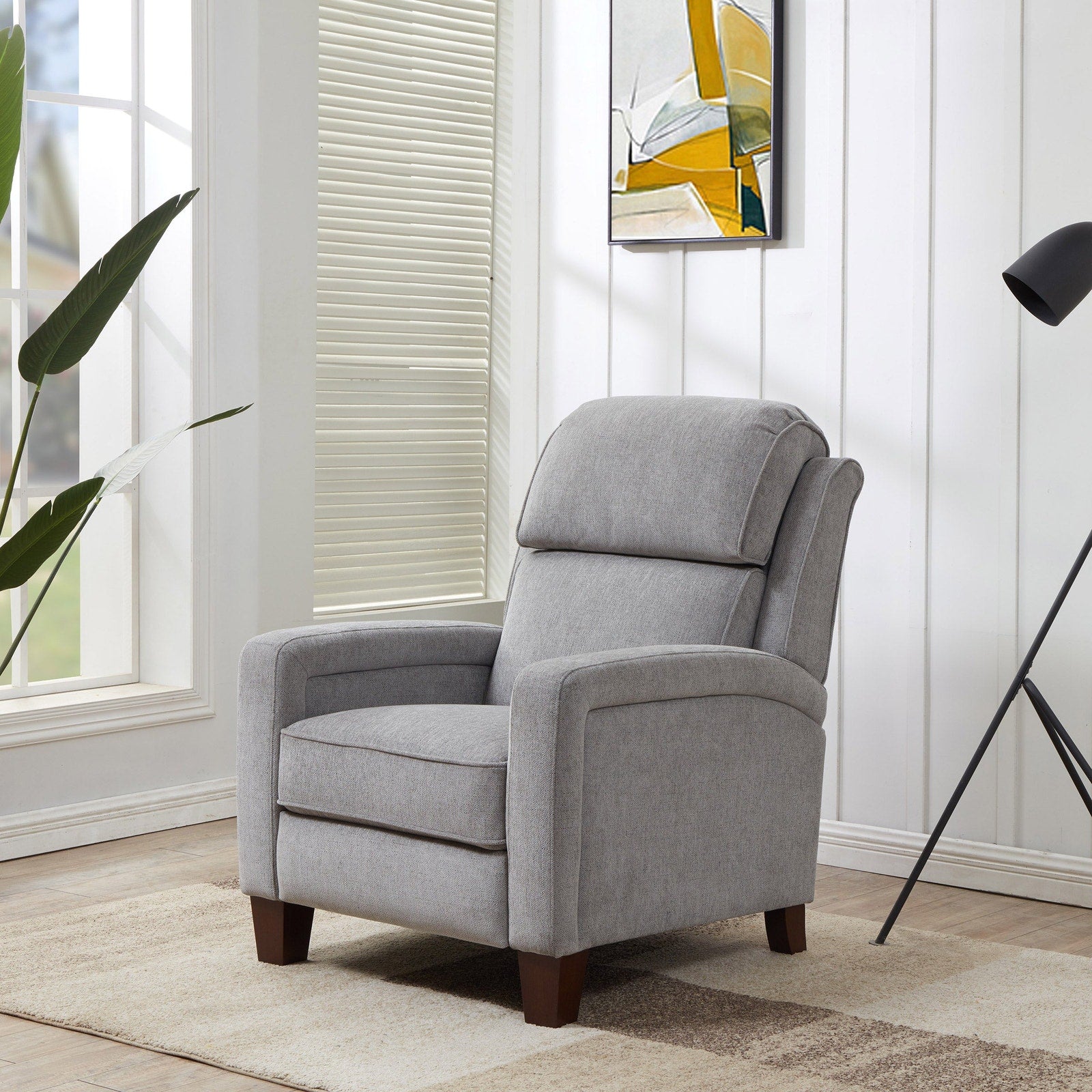 Synergy Home Wessen Pushback Recliner Chair Gray Fabric Accent Recliner New