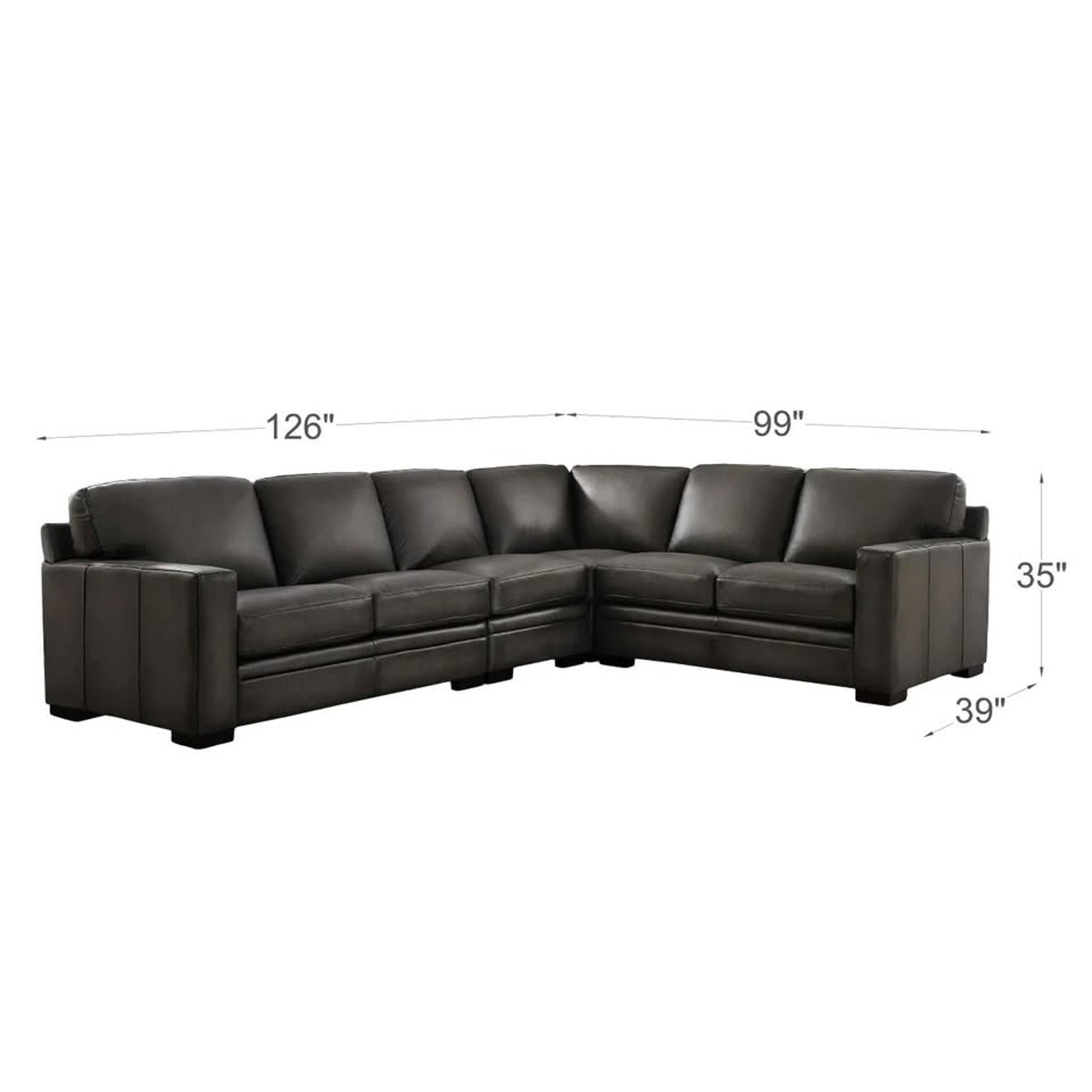 Luca 4-piece Top Grain Leather Sectional
