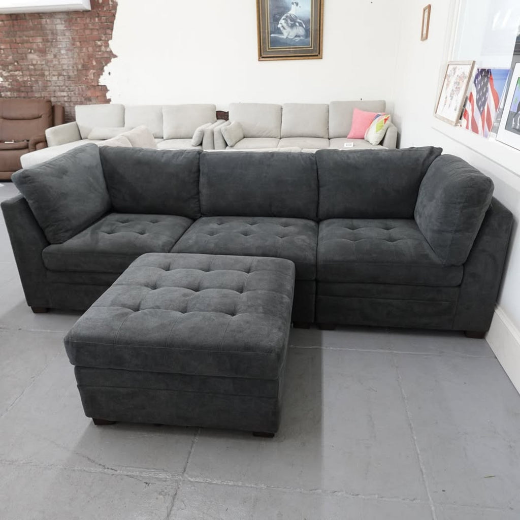 Thomasville Tisdale Modular Sectional 4-piece Dark Gray with Storage Ottoman