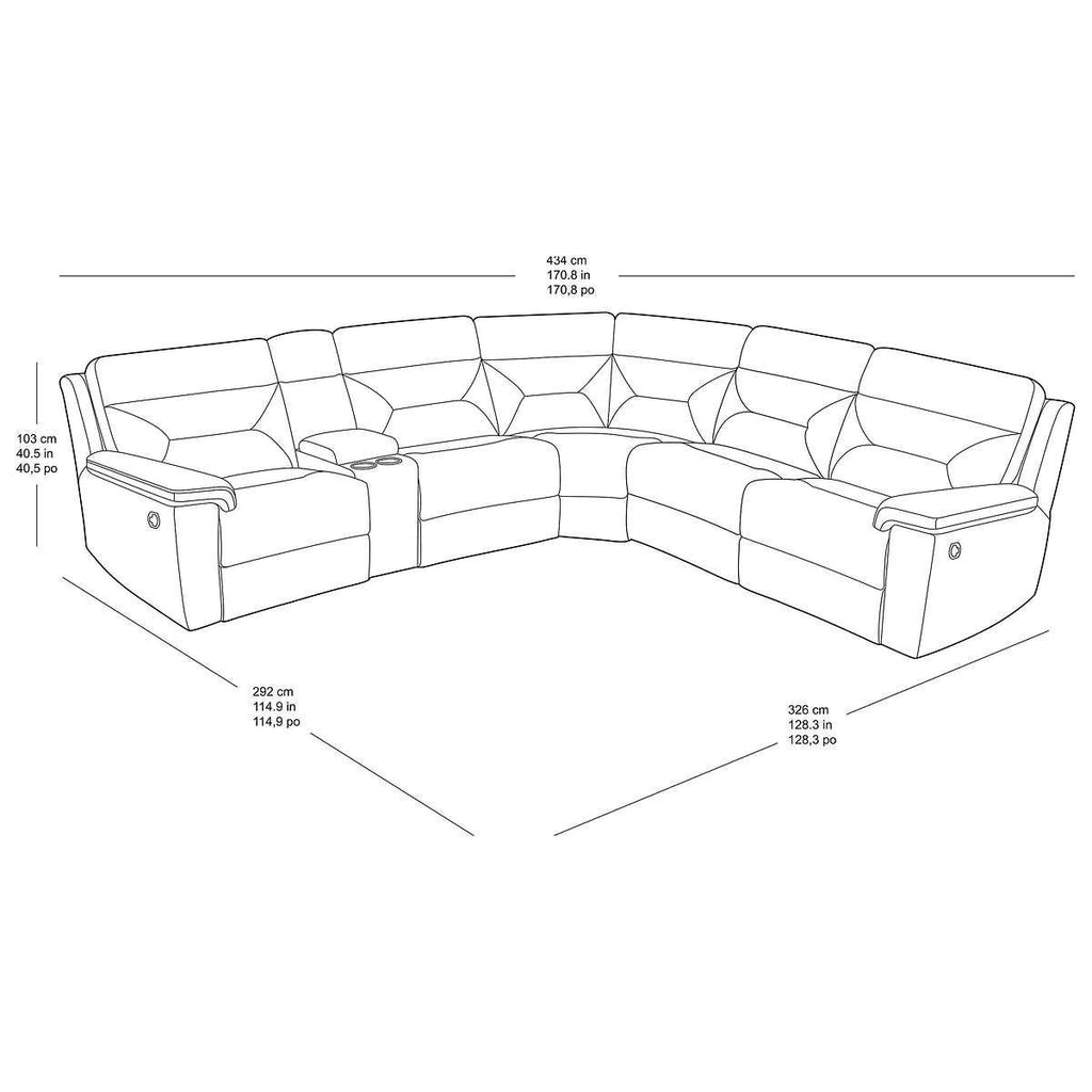 Fletcher 6-piece Fabric Reclining Sectional