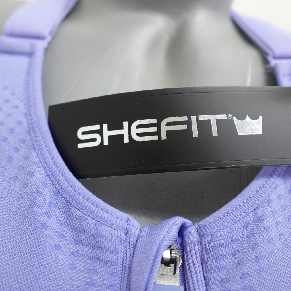 NWT SHEFIT 3Luxe Adjustable Sports Bra, Zip Front Low Impact Wirefree Periwinkle