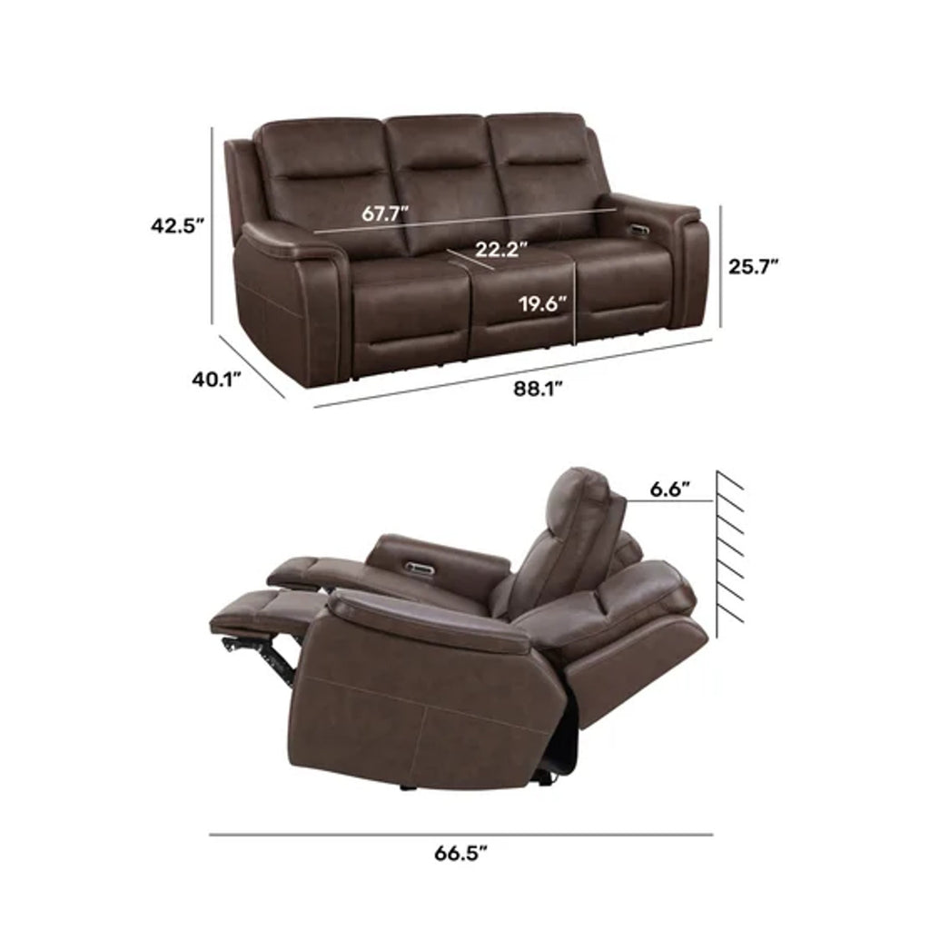 Flexsteel Griffin Italian Leather Power Reclining Sofa with Power Headrests