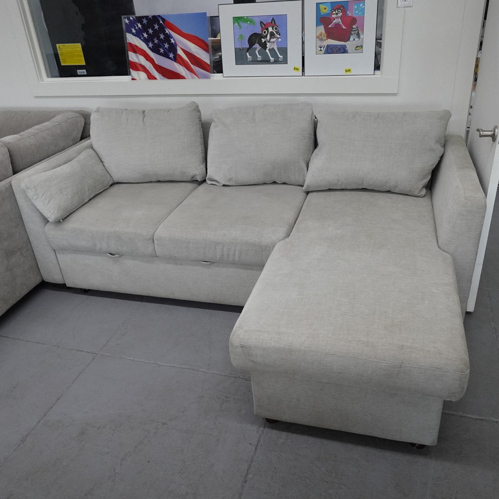 Coddle Luke Sleeper Sofa Reversible Chaise Storage USB Power Gray Fabric