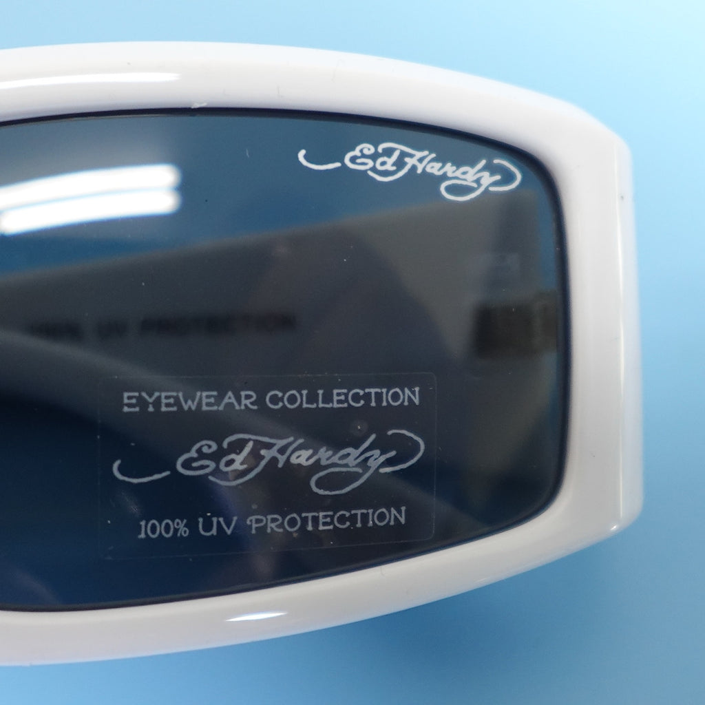 Ed Hardy Sunglasses UV 100% Protective White w/ Dragon Hokusai