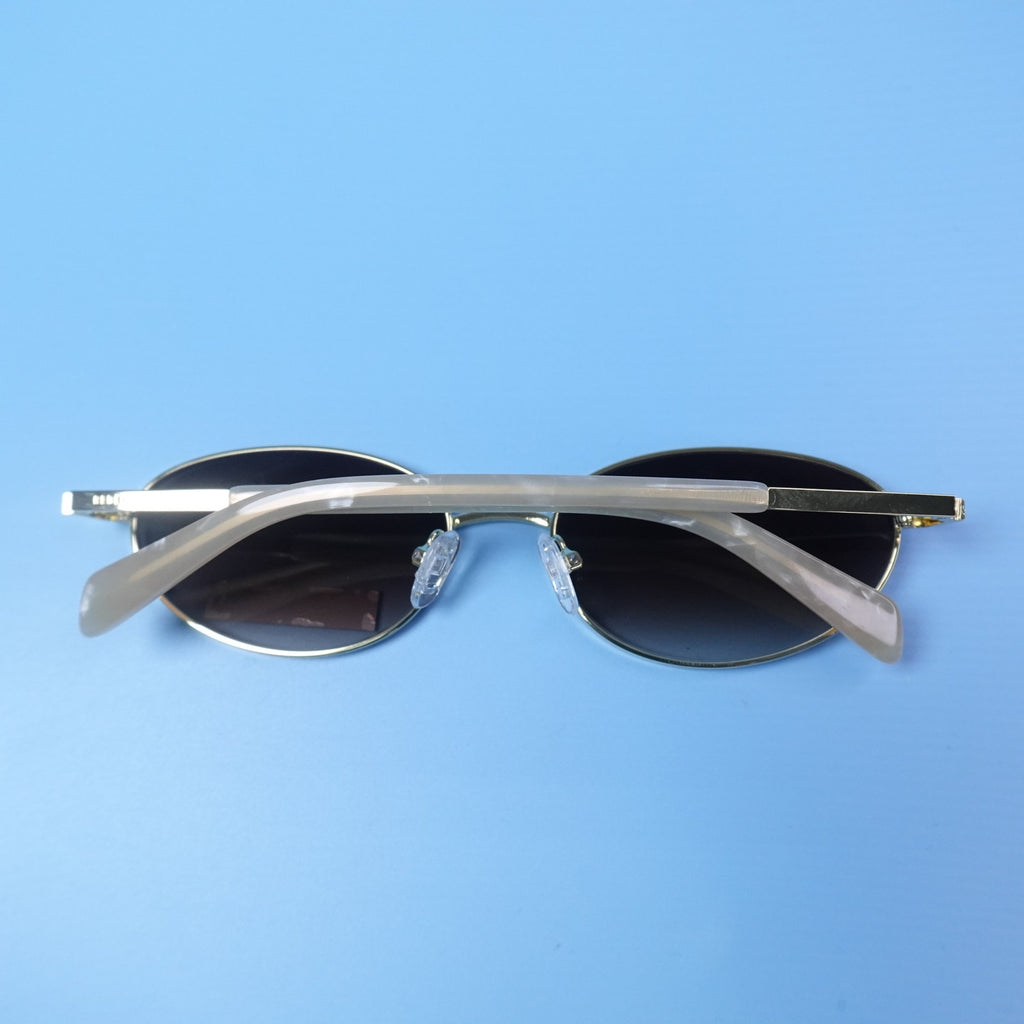 Rebecca Minkoff Sunglasses Evangelyne Gold Frame & Pearl Arms 100% UV Protection