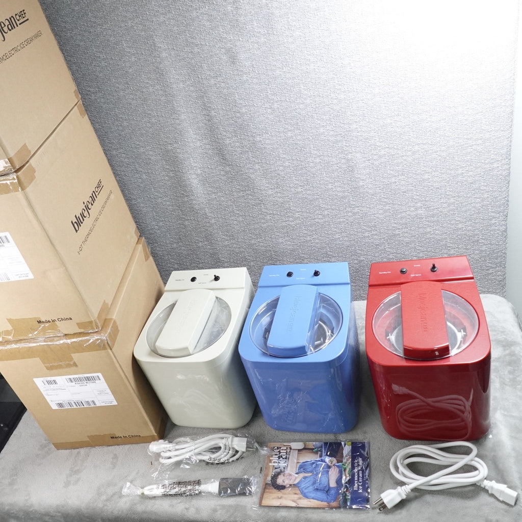Lot of 3 Blue Jean Chef 1 Qt Thermoelectric Ice Cream Makers NEW Red Blue Gray