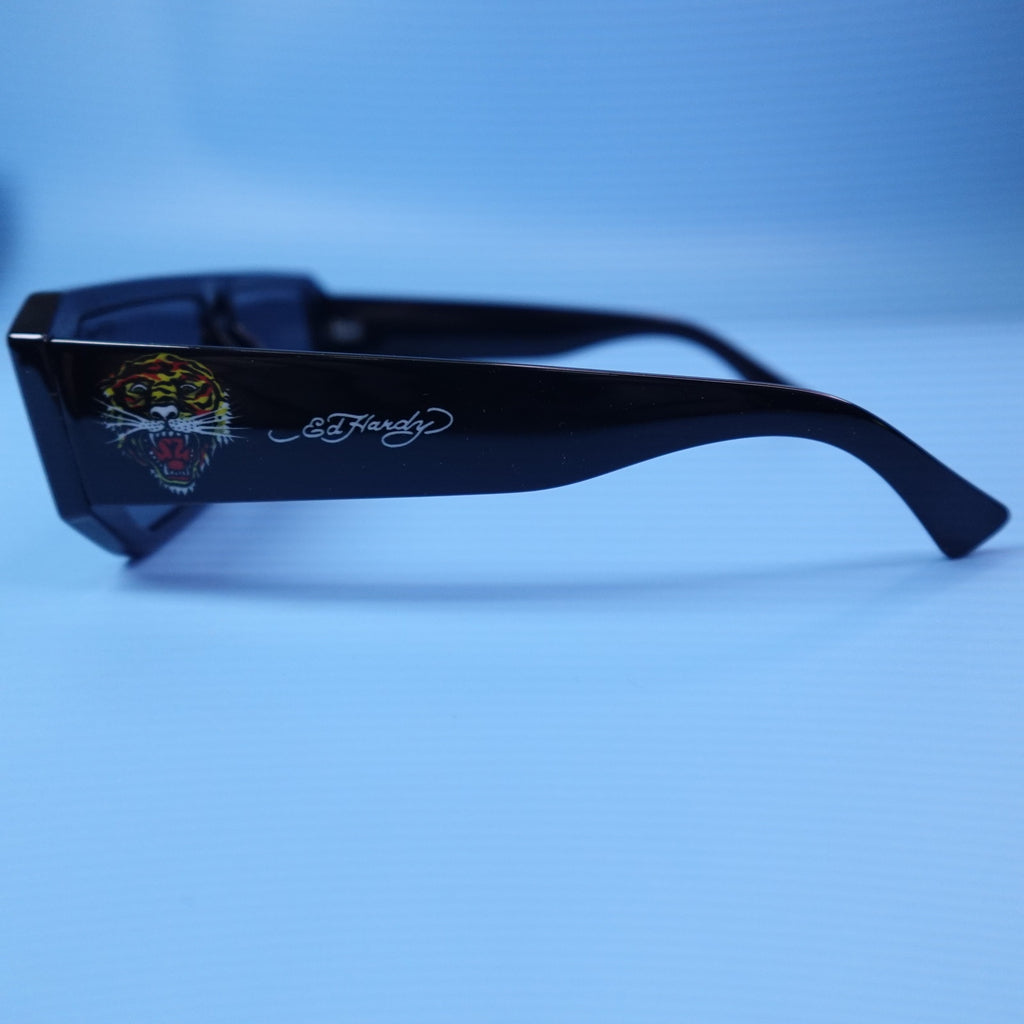 Ed Hardy El Tigre BK Sunglasses Black Rectangular UV Protection