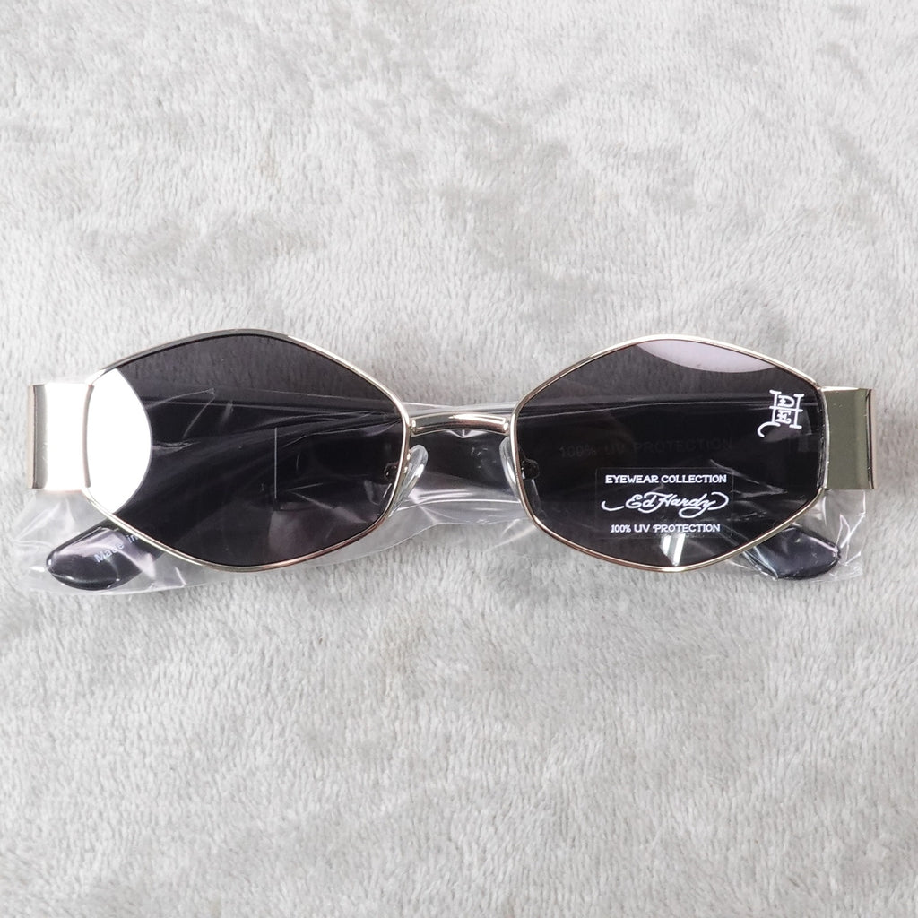 Ed Hardy Tiger Tattoo Narrow Hexagon Sunglasses Streetwear Y2K UV400 NEW