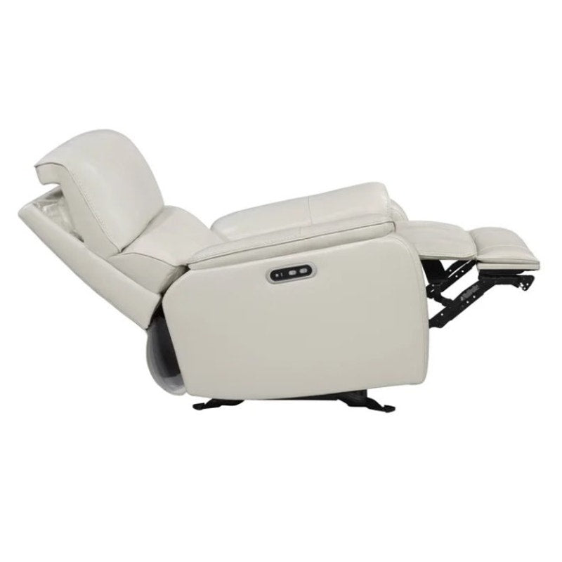 Barcalounger Leather Power Glider Recliner Chair Adjustable Headrest Beige