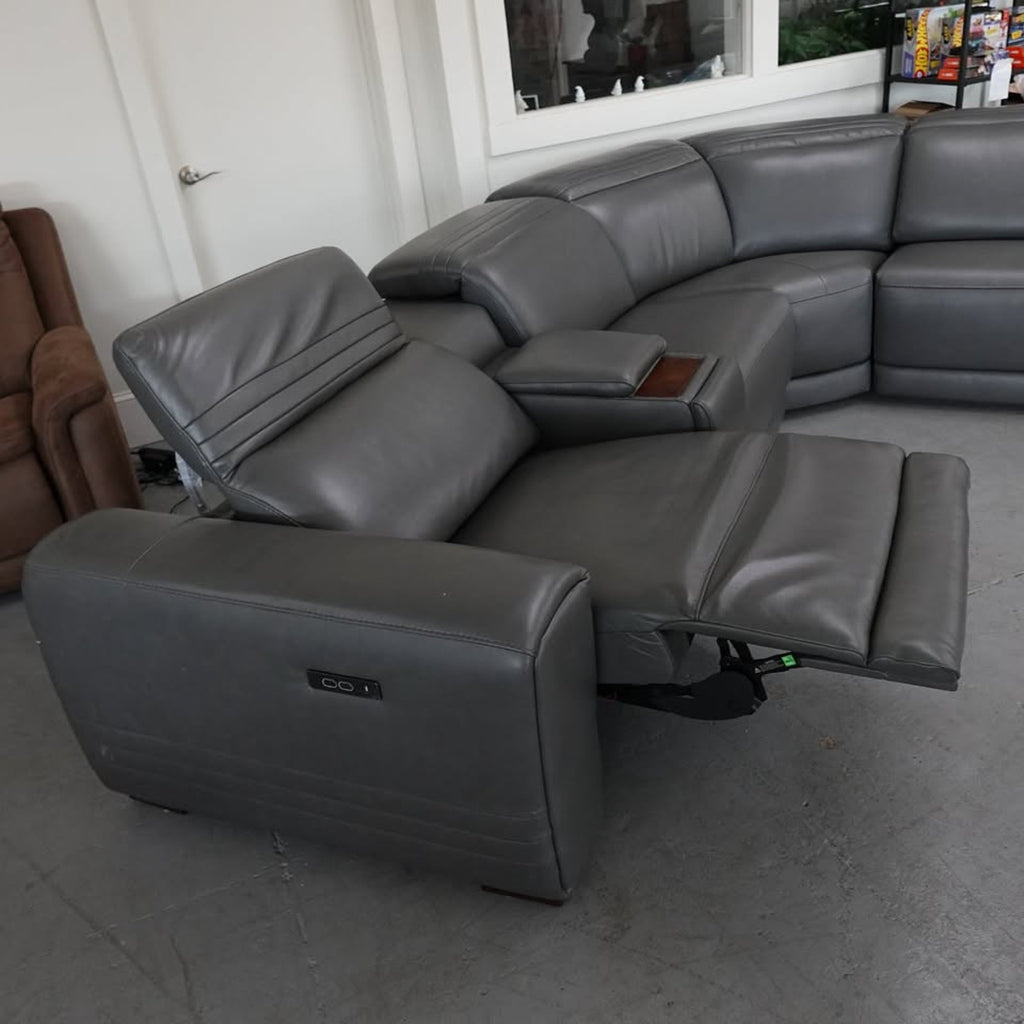 Karson Leather Power Reclining Sectional with Power Headrests