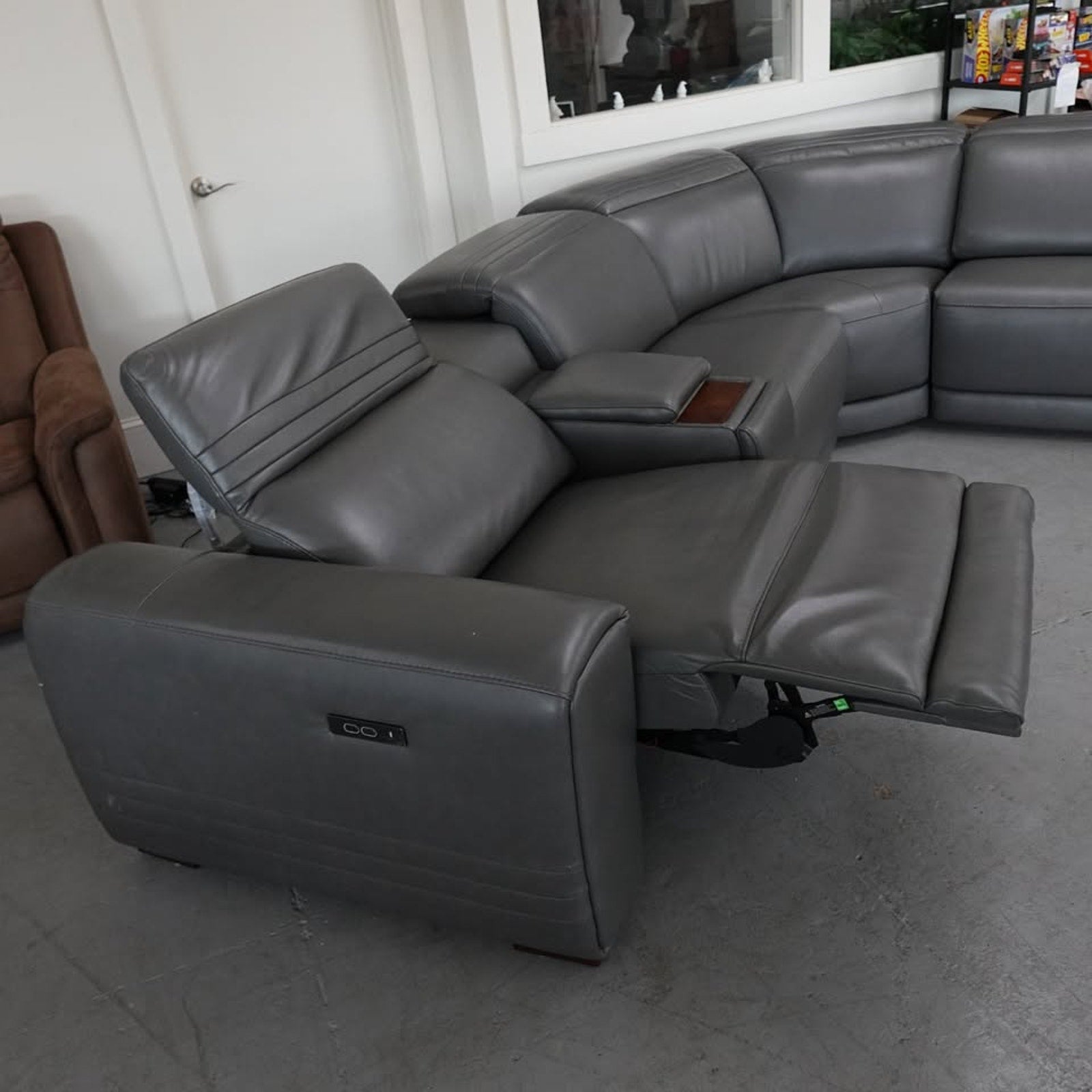 Karson Leather Power Reclining Sectional with Power Headrests