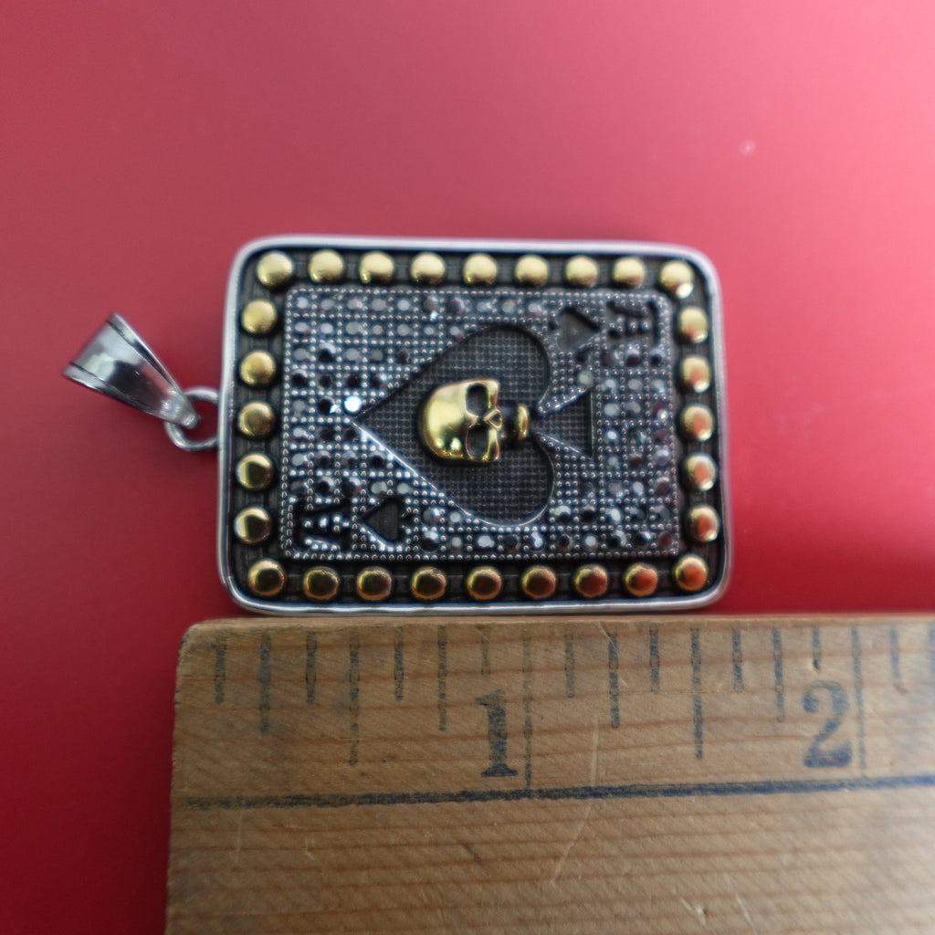 Two Tone Ace of Spades Stainless Steel Necklace Pendant SP-266