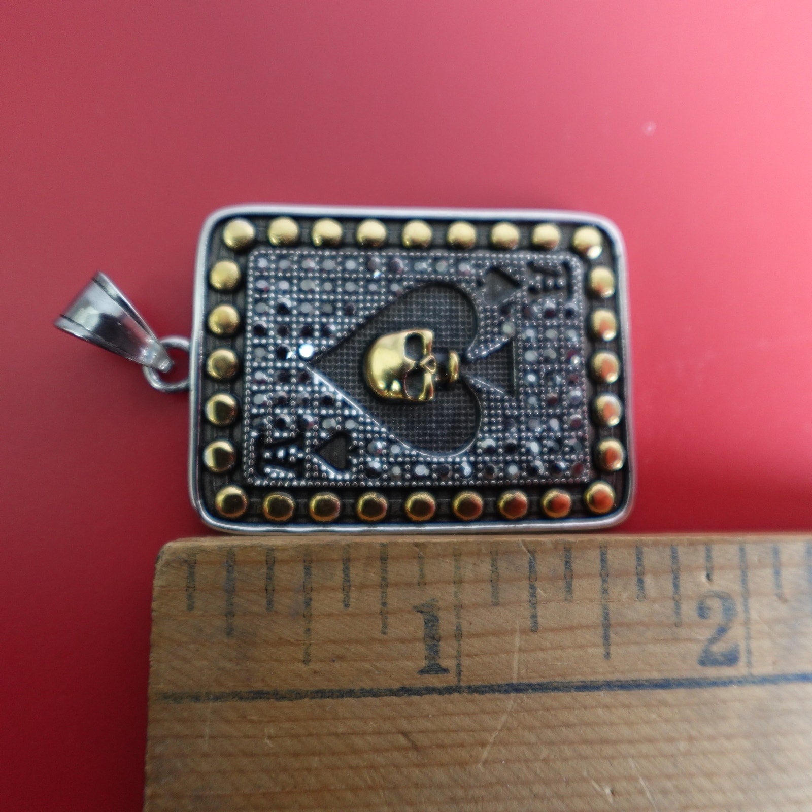 Two Tone Ace of Spades Stainless Steel Necklace Pendant SP-266