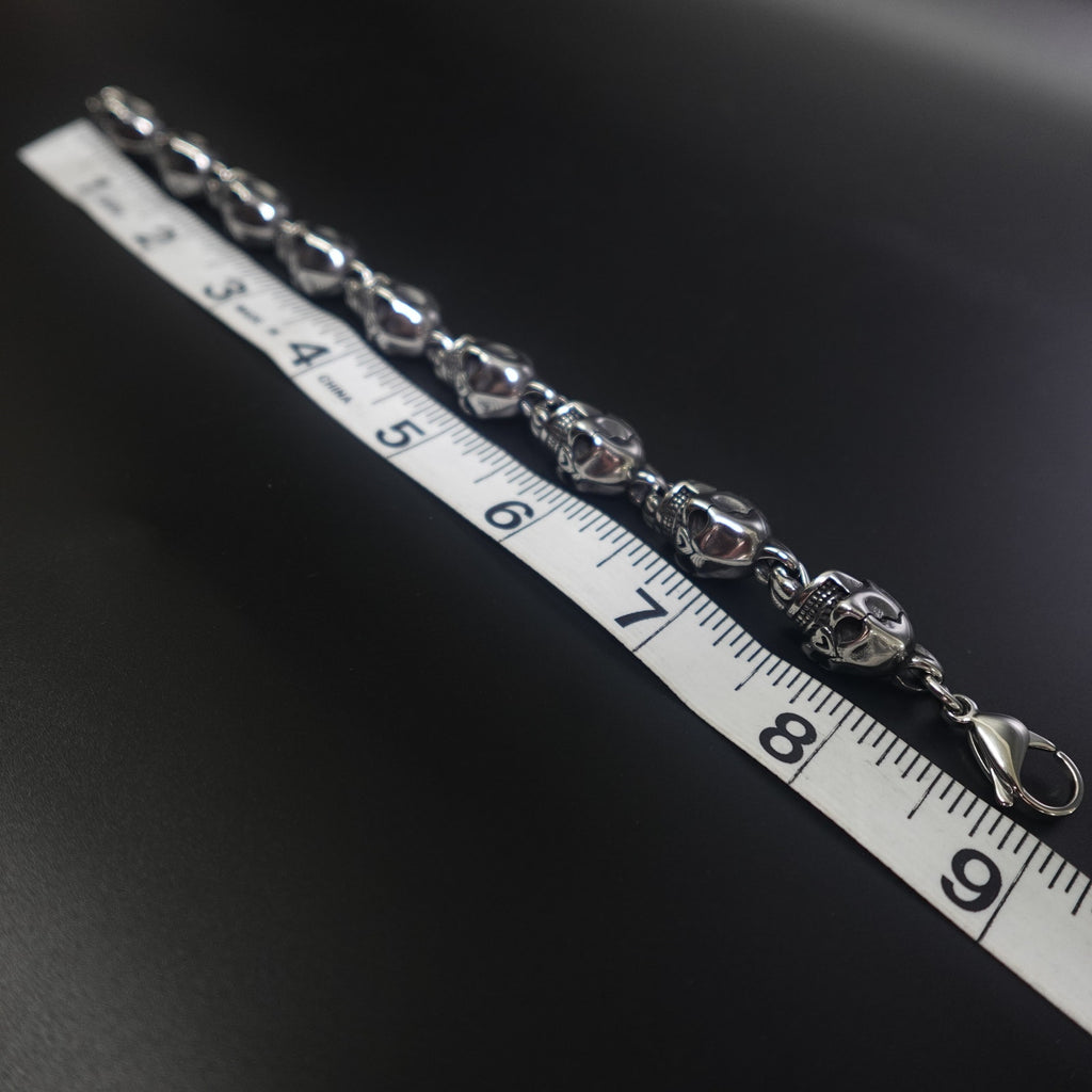 Stainless Steel Large Skull Heads Heavyweight Bracelet SBR-5303