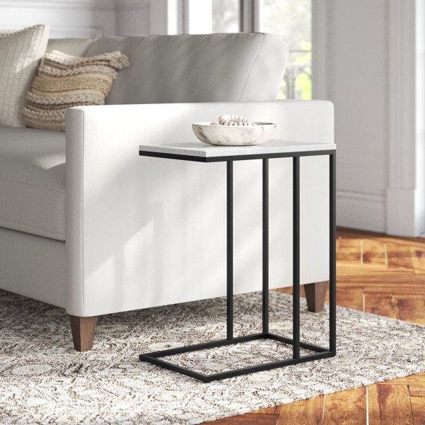 New Clinton Marble Top End Table Black Frame