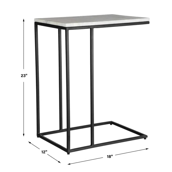 New Clinton Marble Top End Table Black Frame