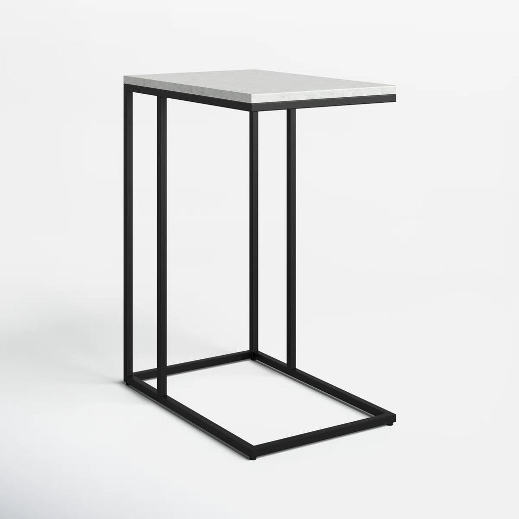 New Clinton Marble Top End Table Black Frame