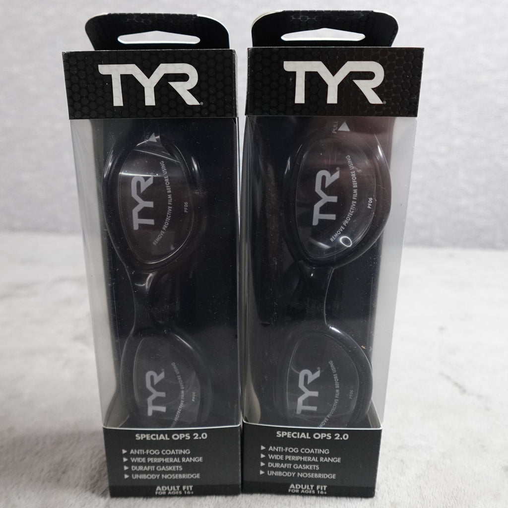 Lot of 2 TYR Special Ops 2.0 Adult Swim Goggles Black/Clear New