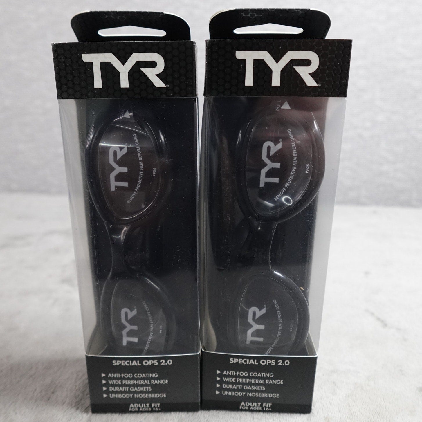 Lot of 2 TYR Special Ops 2.0 Adult Swim Goggles Black/Clear New