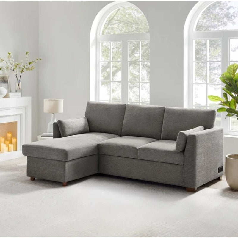 Coddle Luke Sleeper Sofa Reversible Chaise Storage USB Power Gray Fabric