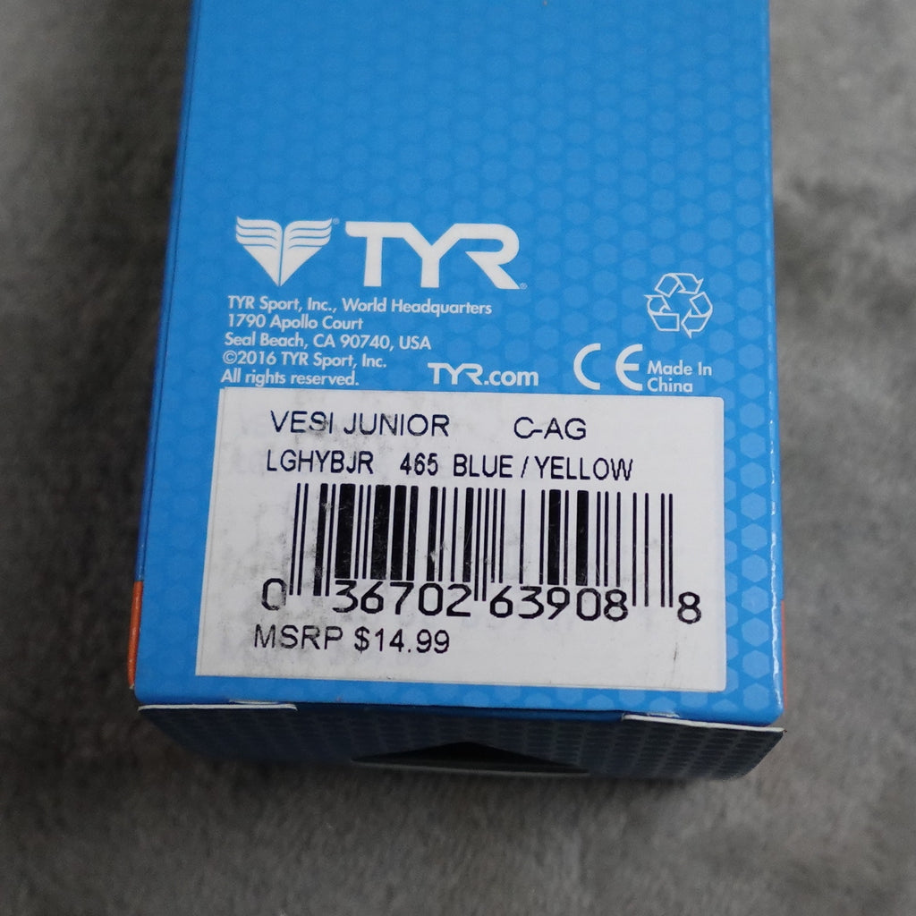 TYR Vesi Junior Swim Goggles Blue/Yellow New Sealed
