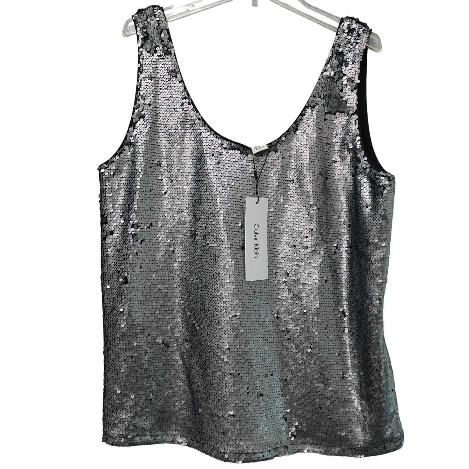 Calvin Klein Women's Sequin Tank Top Dark Gray - Size 2