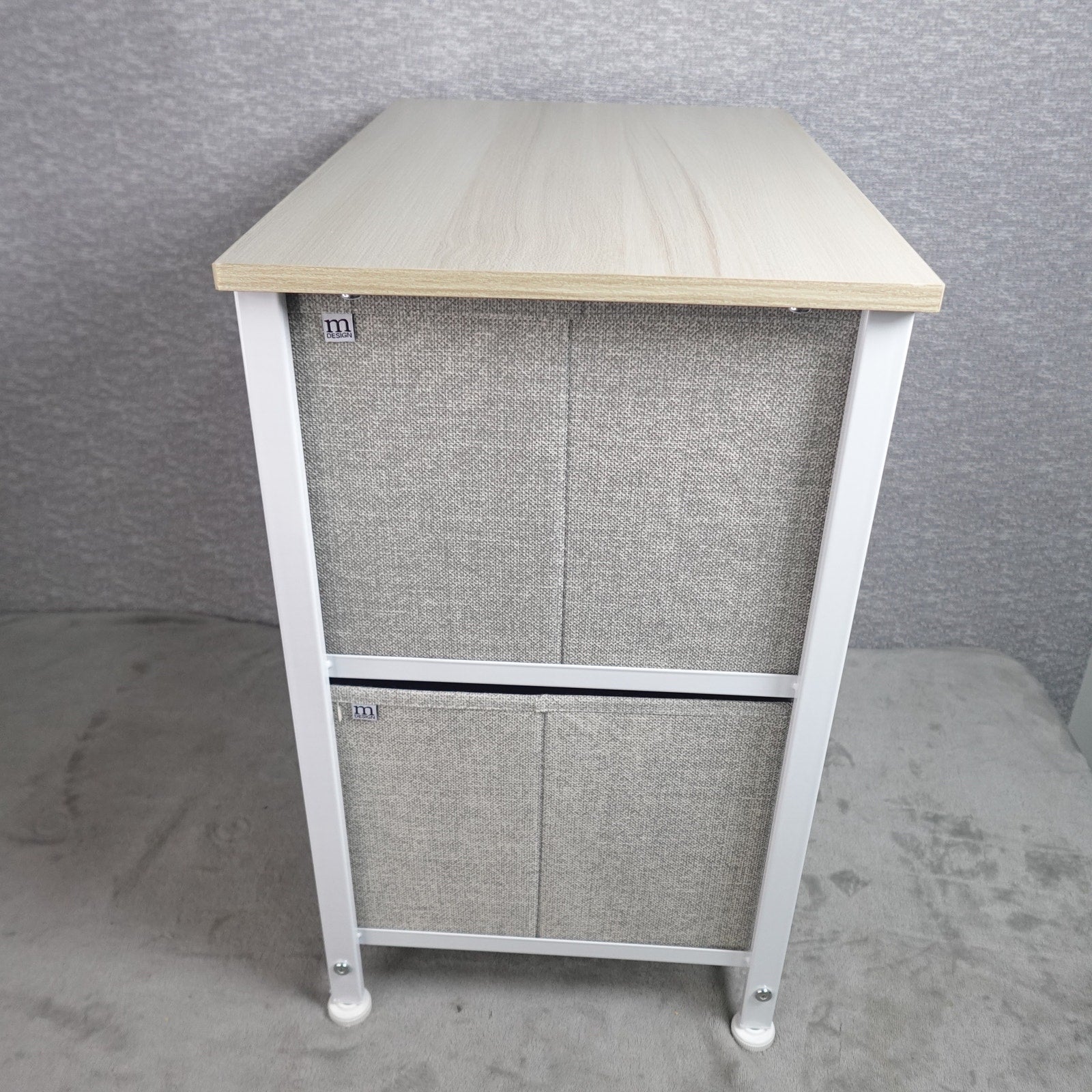2 Drawer Fabric Dresser Storage Organizer Nightstand Wood Top mDesign NEW