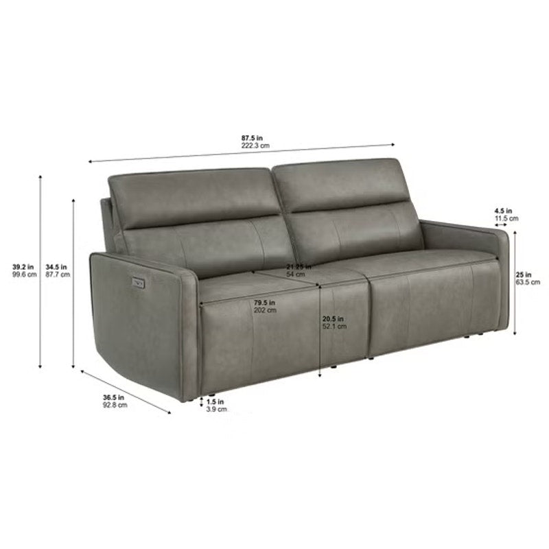 Henredon Keira Leather Power Reclining Sofa with Power Headrests