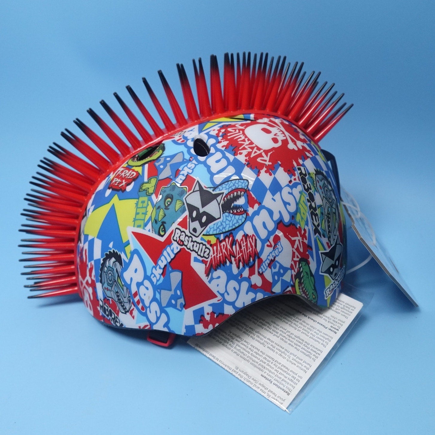 Raskullz Sticker Bomb Child Snow Helmet with Mohawk Youth Size Small 50-54 CM