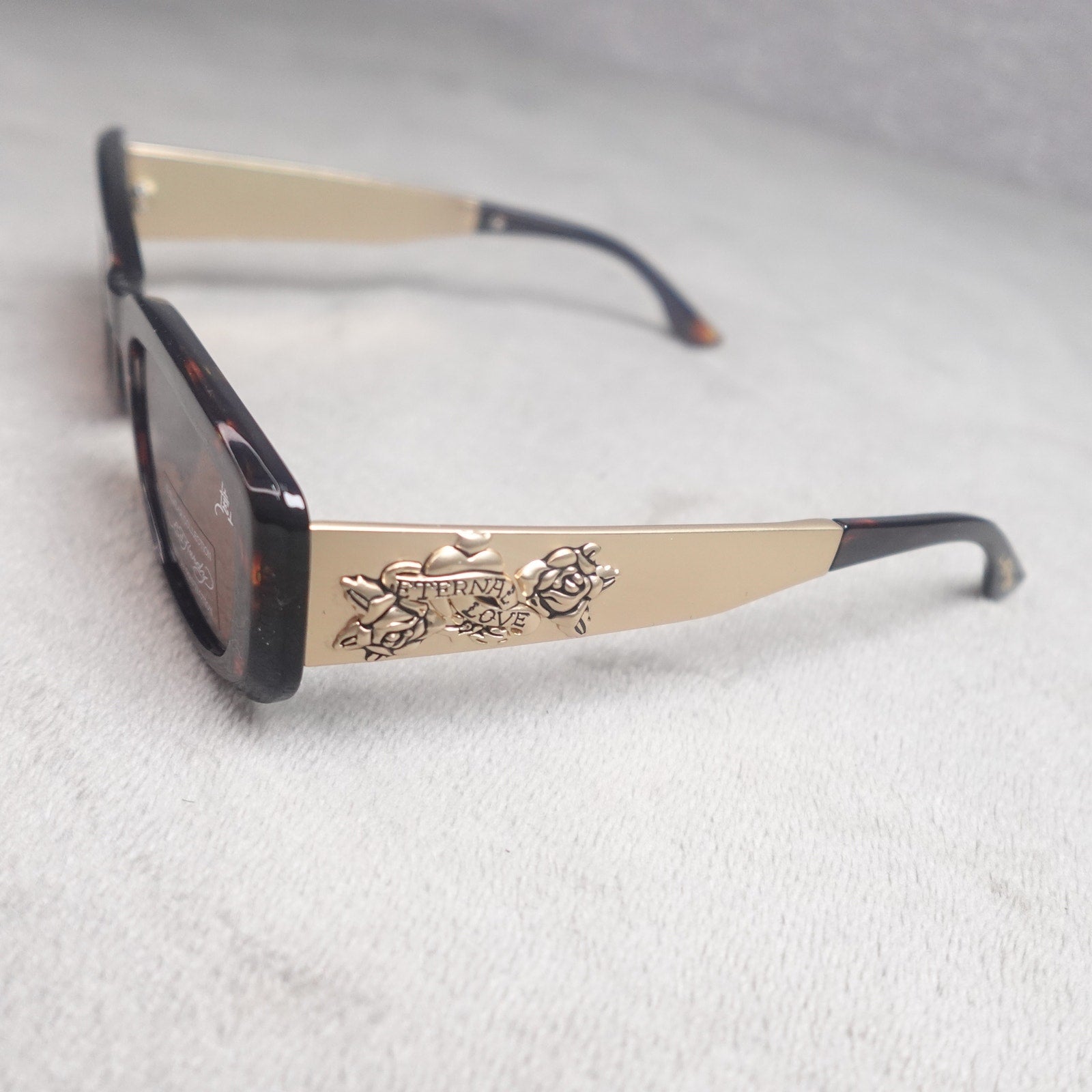 Ed Hardy Eternal Love Kabuki Sunglasses Brown Tortoise UV400 NEW