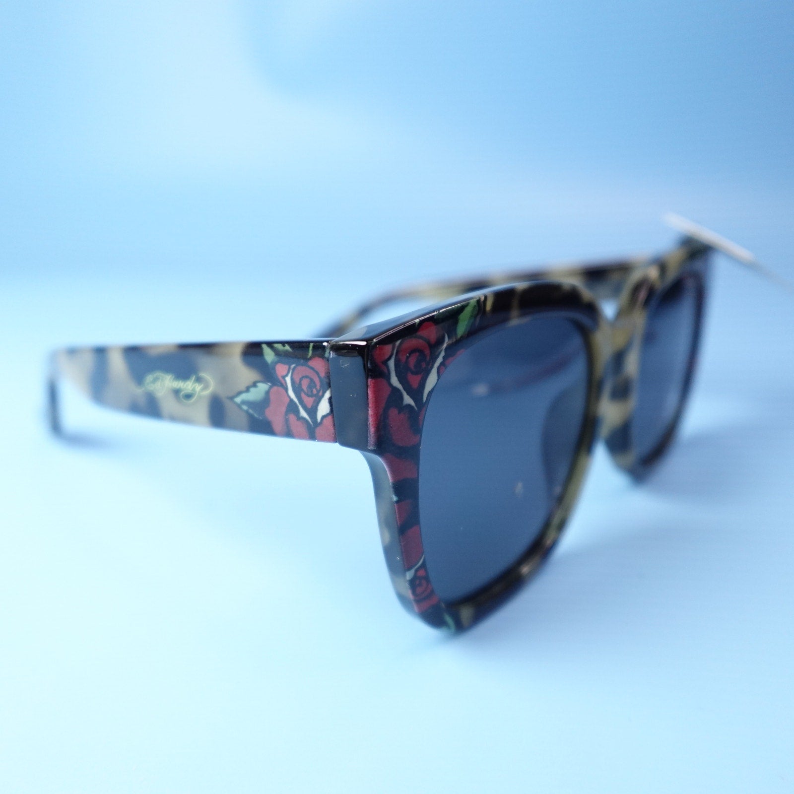 Ed Hardy Love Kills Slowly Collection Sunglasses Black & Tortoiseshell w/ Roses