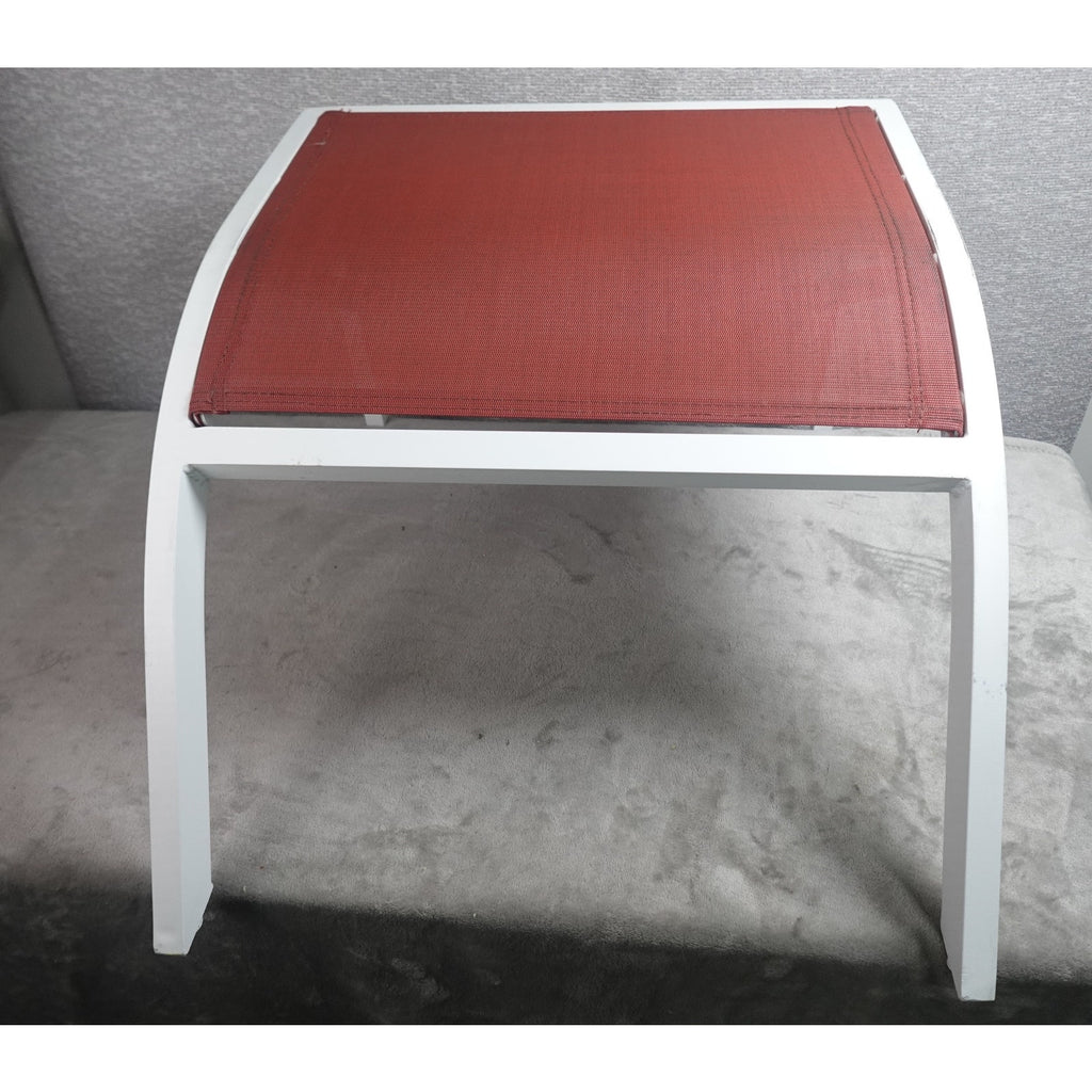 Living Accents Yukon Adirondack MGP Sling Ottoman White Frame Red Sling Patio Foot Rest