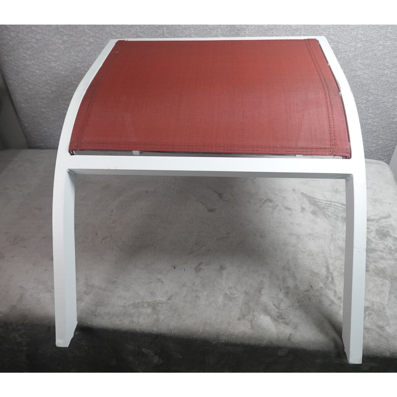 Living Accents Yukon Adirondack MGP Sling Ottoman White Frame Red Sling Patio Foot Rest