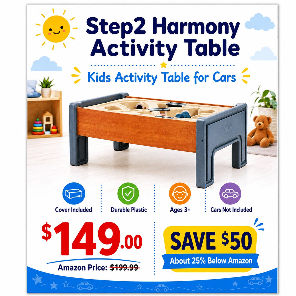 Step2 Harmony Activity Table Kids Train Table w/ Cover Toddler Play Table