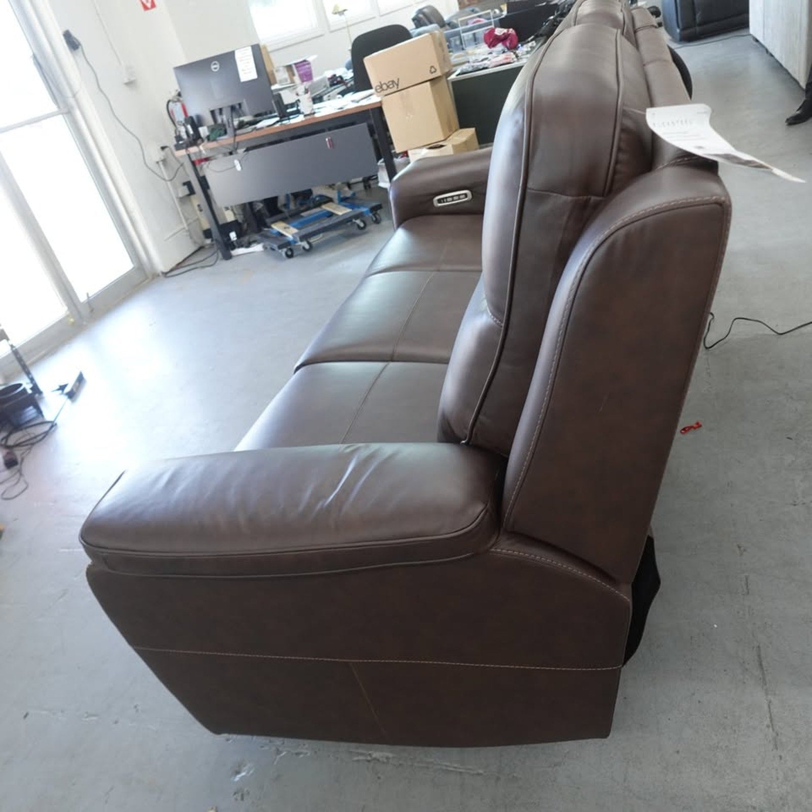 Flexsteel Griffin Italian Leather Power Reclining Sofa with Power Headrests