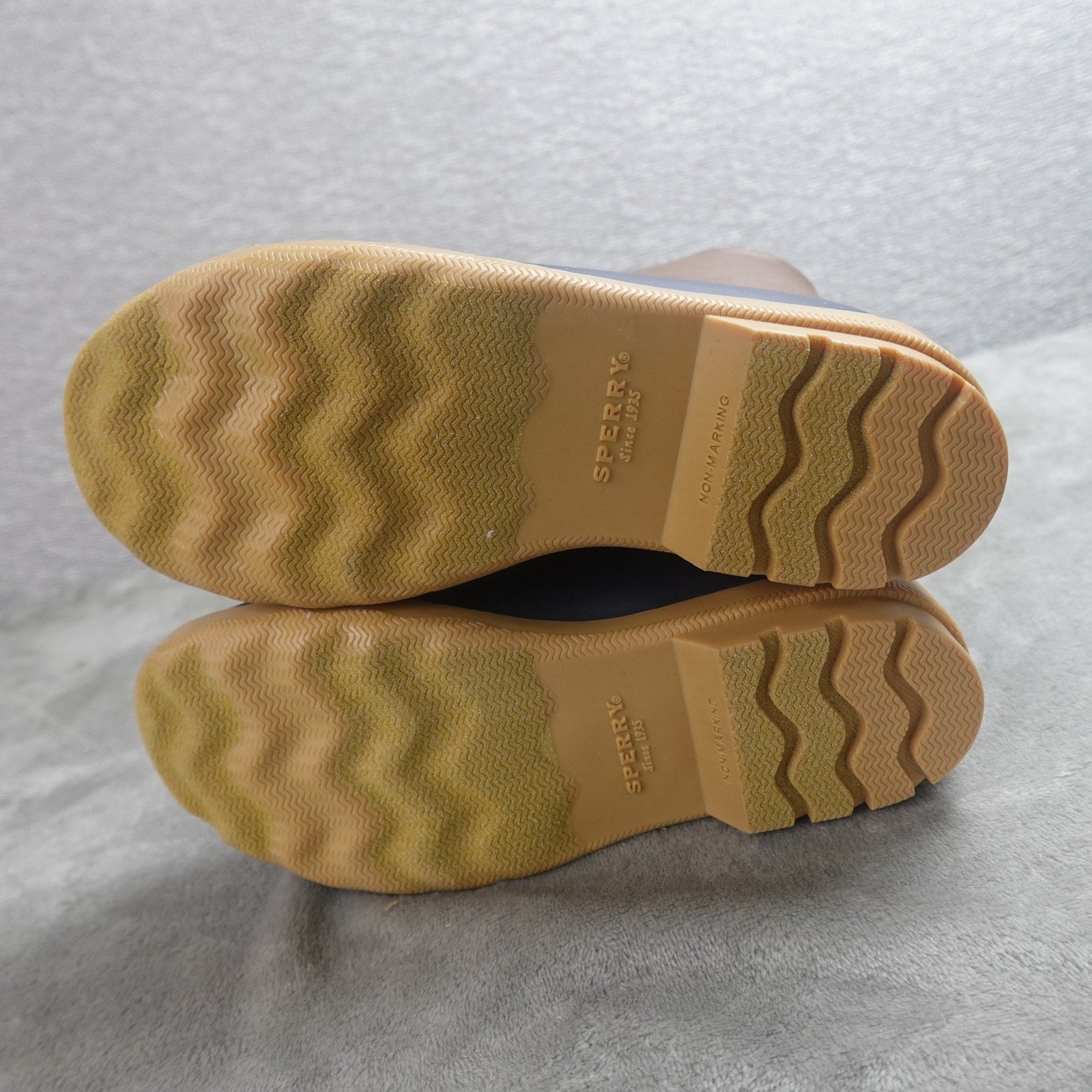 Sperry Port Duck Boot Boys Size 4M Tan Navy SCK263661 Waterproof Kids