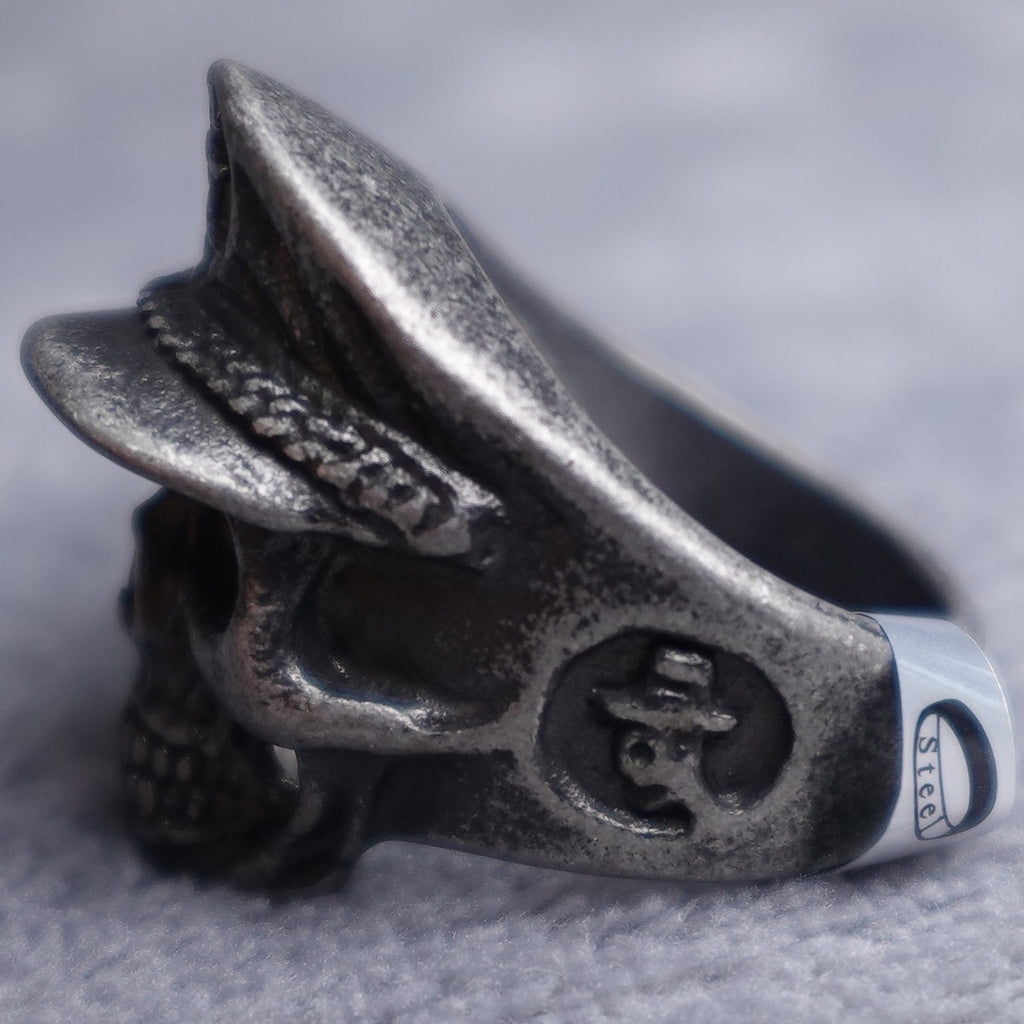 Stainless Steel Skull Sailor Ring Size 9 Gun Metal RSRN-653