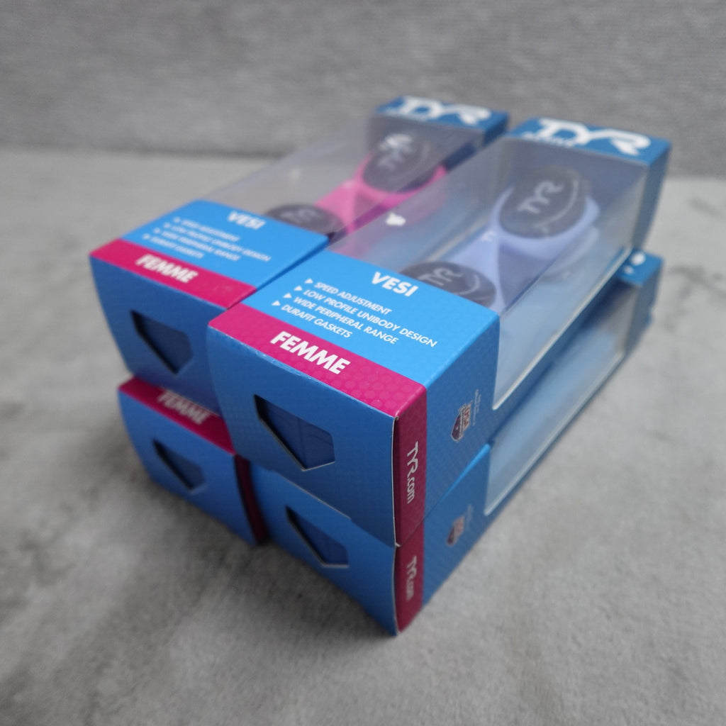 TYR Active Vesi Femme Adult Swimming Goggles Set of 4 Blue Pink New