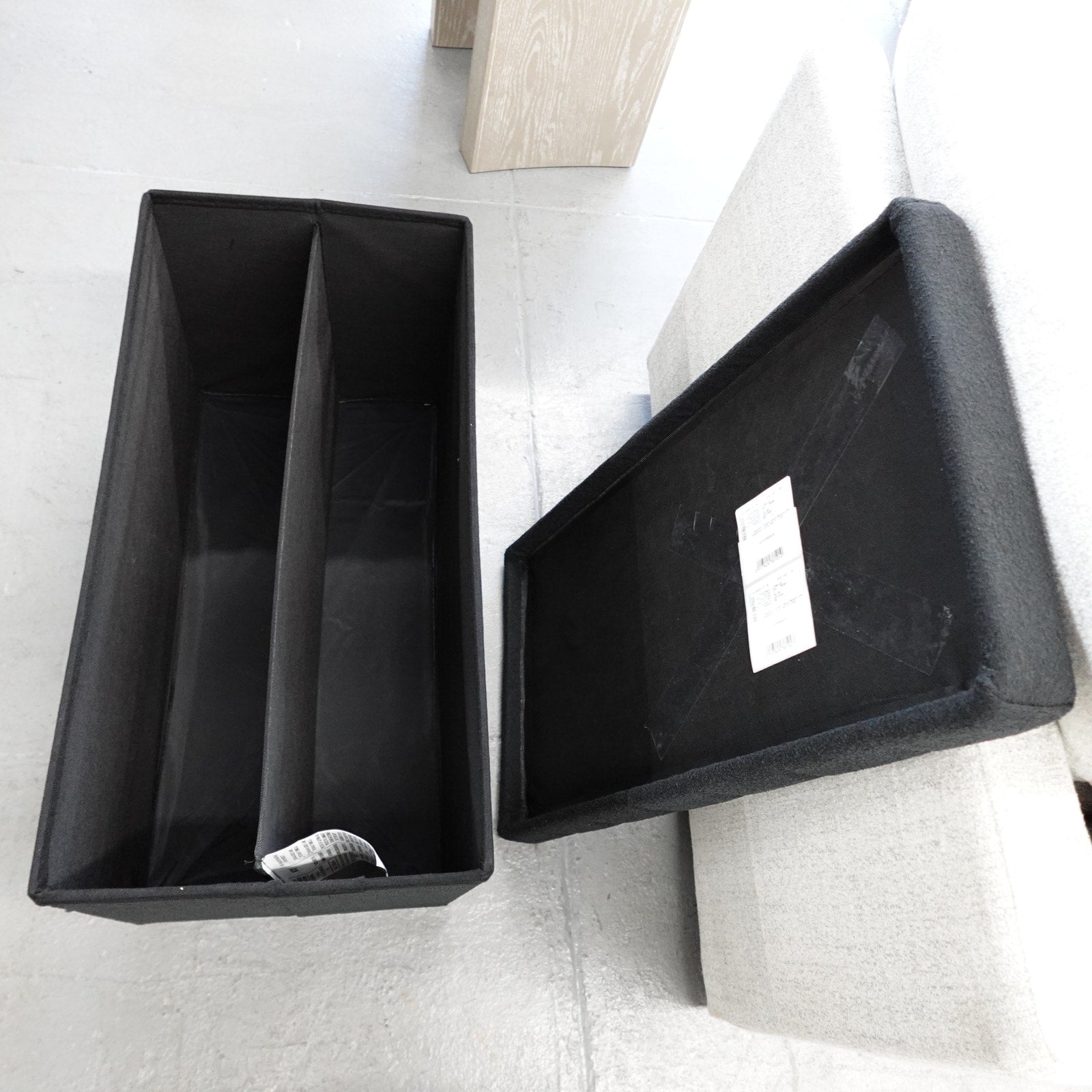 Seville Classics Boucle Foldable Trunk Ottoman - Black