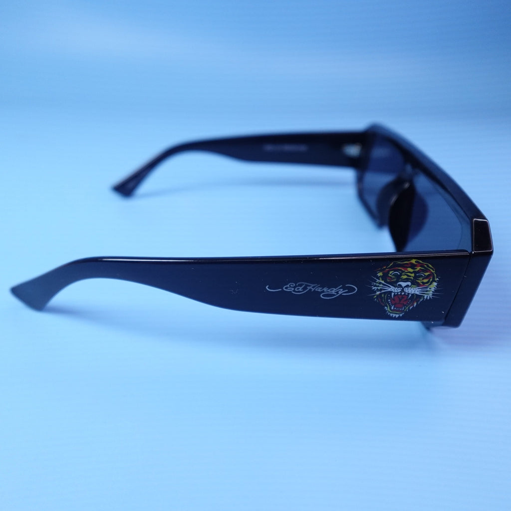 Ed Hardy El Tigre BK Sunglasses Black Rectangular UV Protection