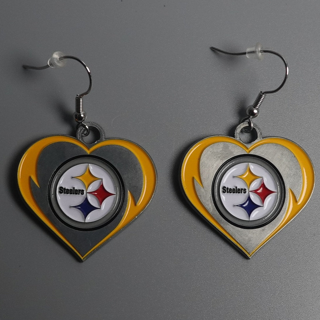 Officially Licensed Earrings- NFL Steelers Team Heart