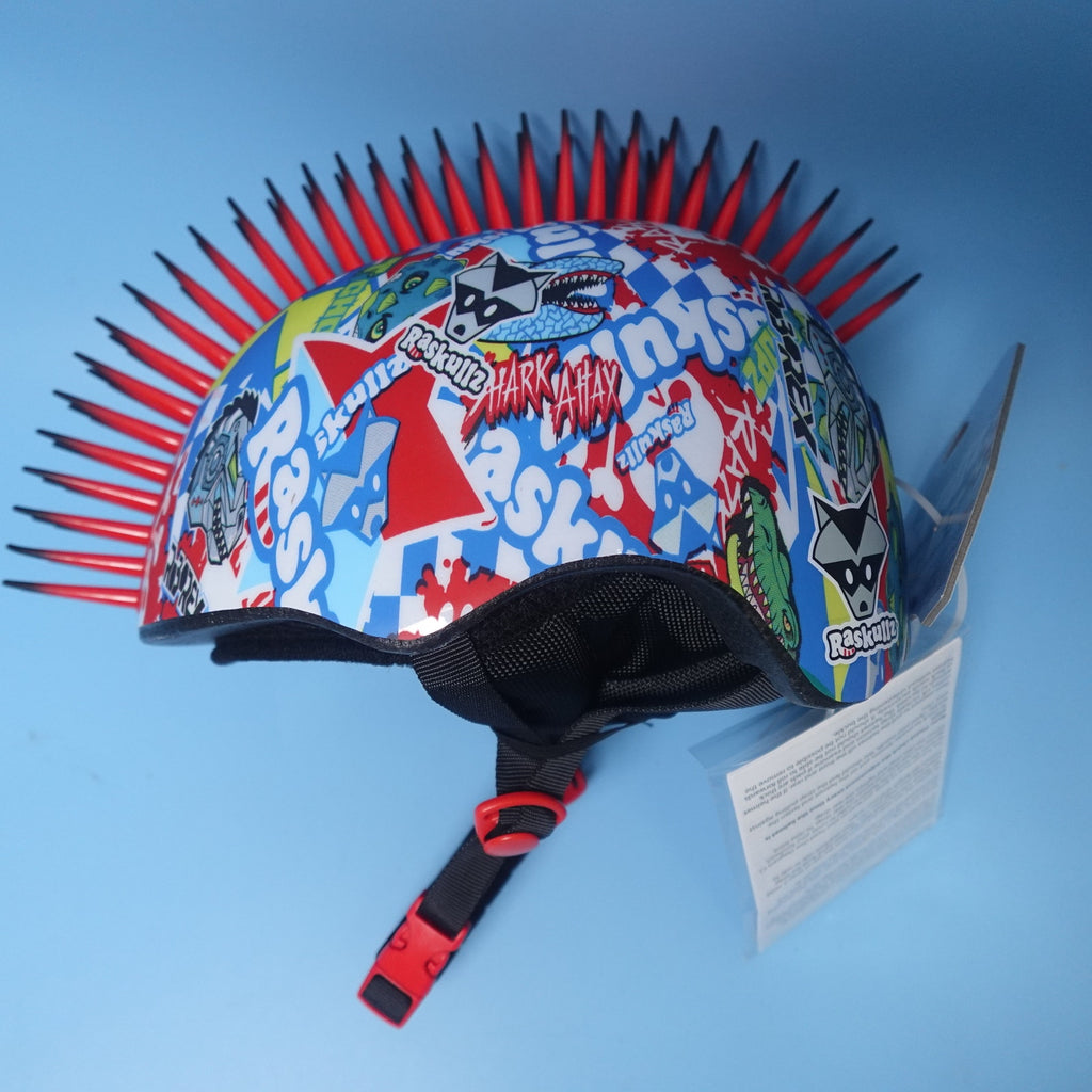 Raskullz Sticker Bomb Child Snow Helmet with Mohawk Youth Size Small 50-54 CM