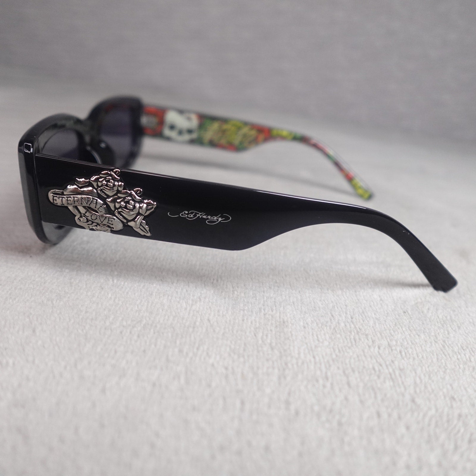 Ed Hardy Ed Kabuki Sunglasses Black UV400 Eternal Love NEW