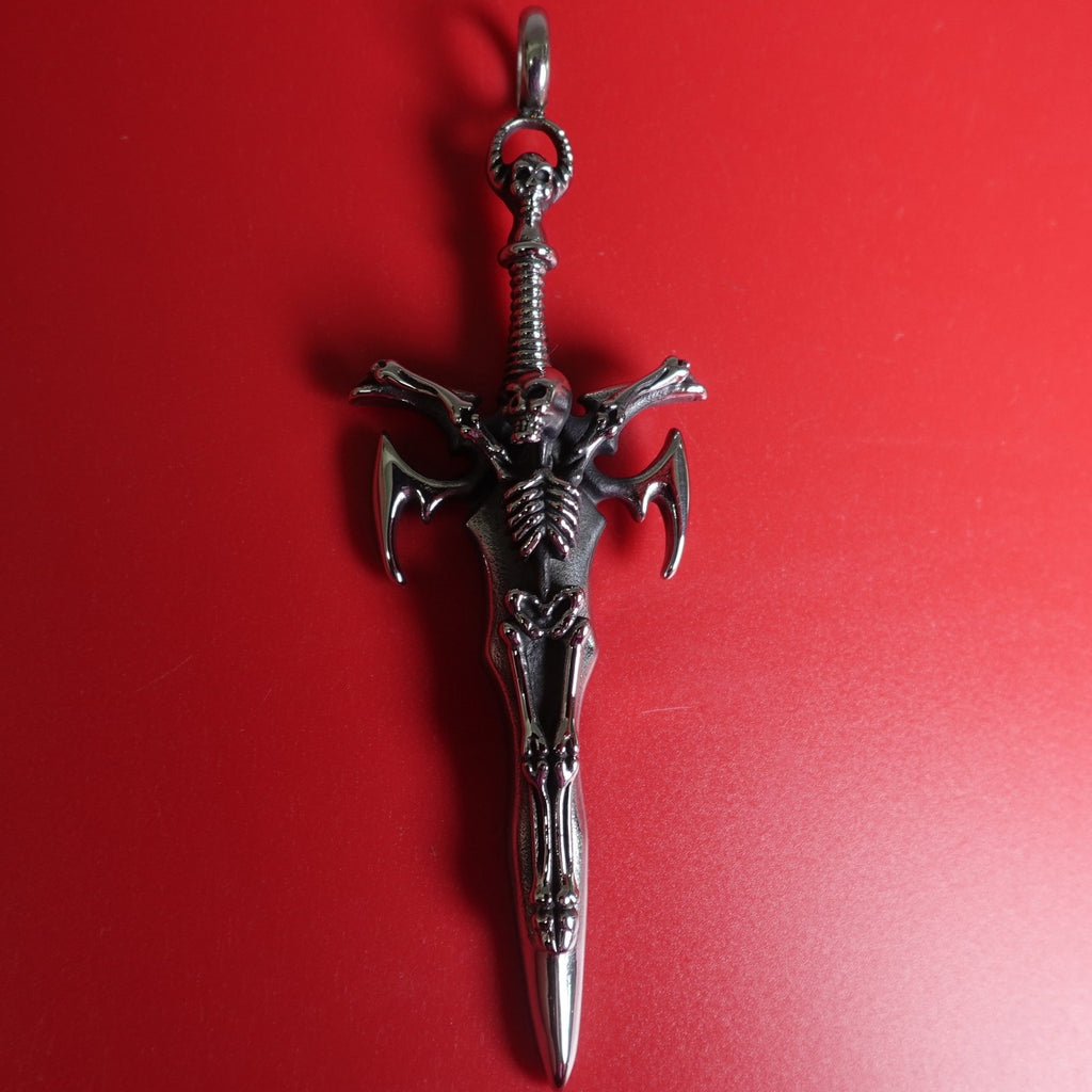 DP-1148 AAB Style — Stainless Steel Large Spade with Skull Crucifix Pendant