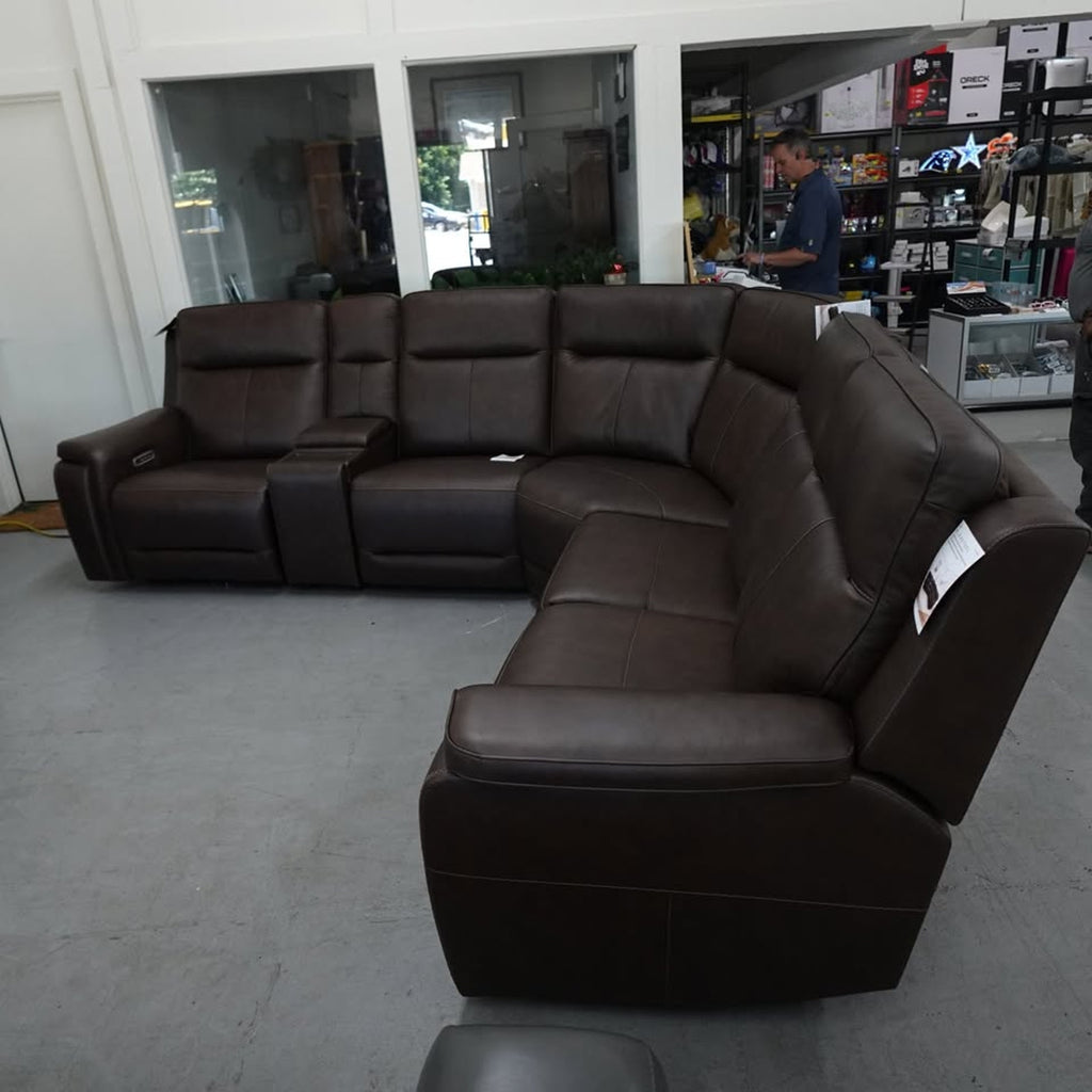 Flexsteel Griffin Italian Leather Zero Gravity Reclining Sectional with Power Headrests