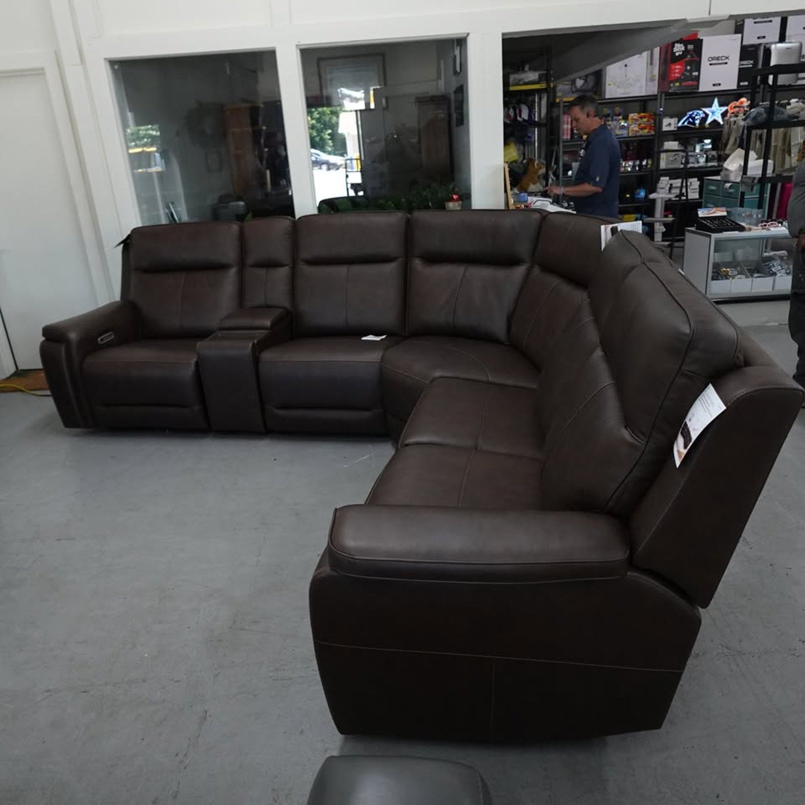 Flexsteel Griffin Italian Leather Zero Gravity Reclining Sectional with Power Headrests