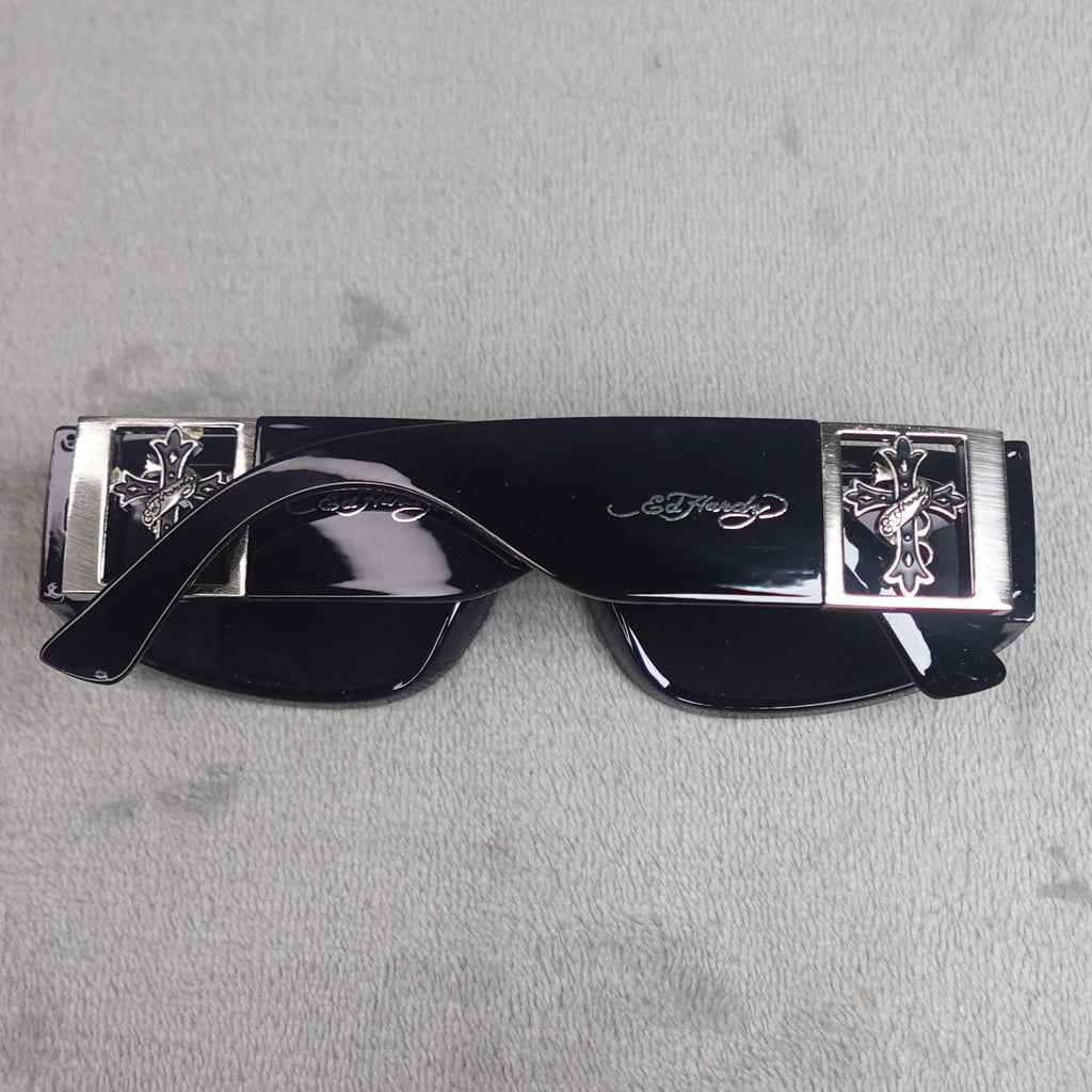 Ed Hardy Ed Trinity Sunglasses Black Shield UV400 NEW